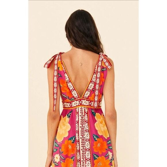 Farm Rio Pink Floral Midi Dress-Size Small- NWT - Picture 3 of 6